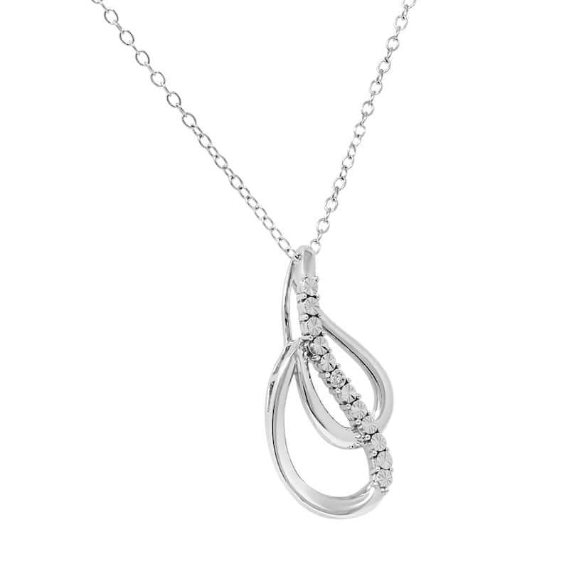 Amanda Rose Collection Diamond Tear Drop Pendant Necklace in Sterling Silver