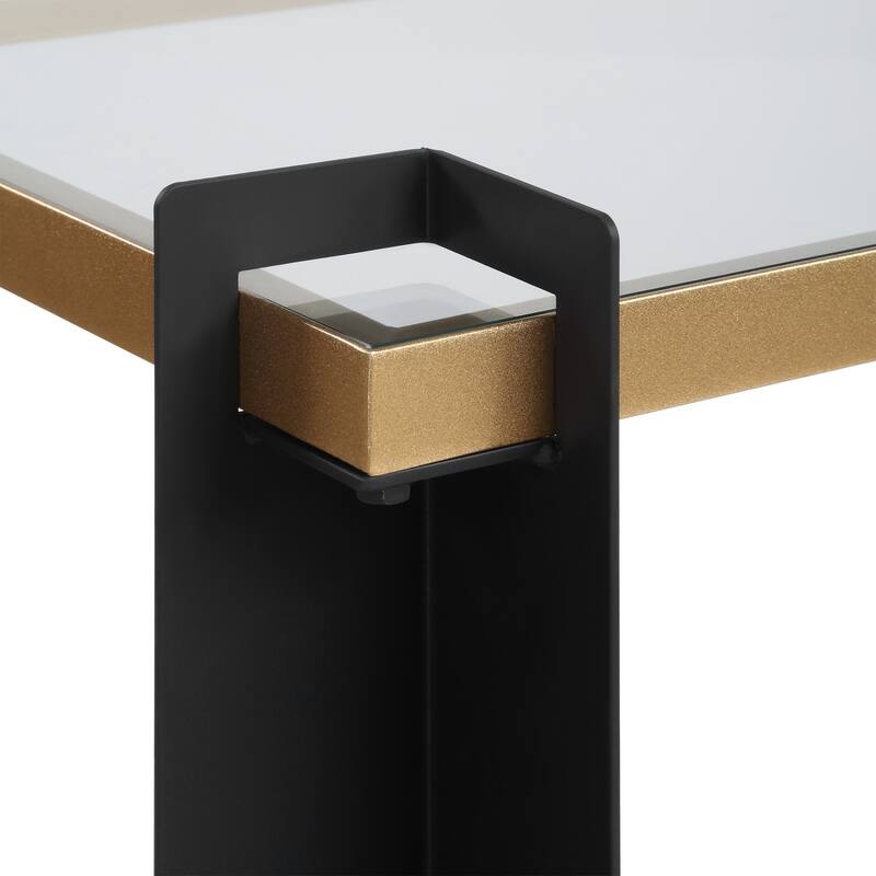 Contemporary Console Table with Tempered Glass Top - 60"