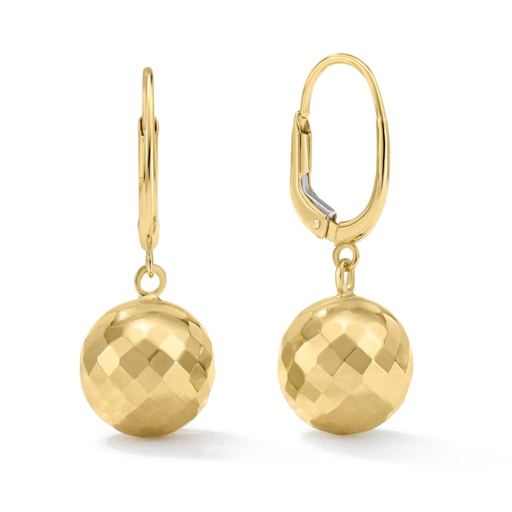 Clover 14K Yellow Gold Diamond-Cut Bead Drop Earrings