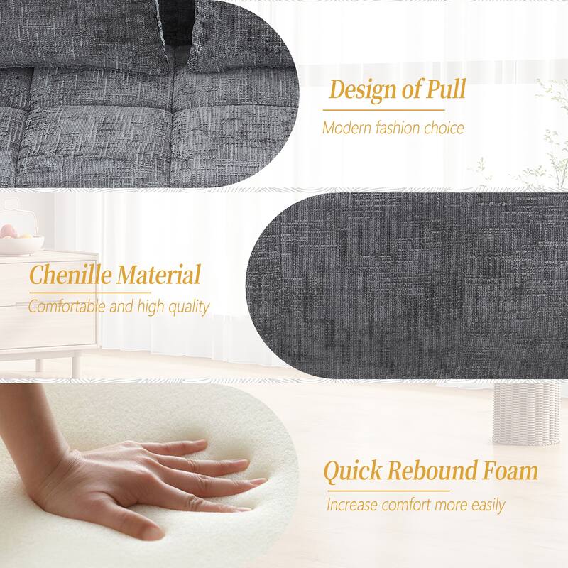Chenille Loveseat Sofa, Minimalist Modular Sleeper for Living RoomS