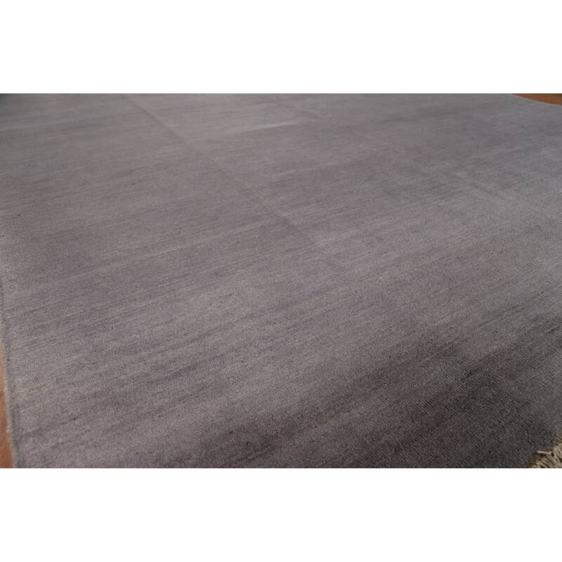 Gray Modern Gabbeh Oriental Area Rug Handmade Solid Wool Carpet - 8'5" x 9'11"