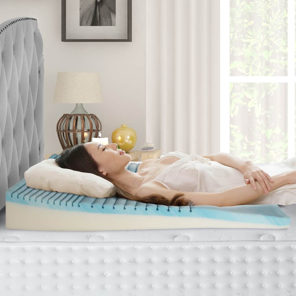Cooling Gel Memory Foam Body Wedge Pillow with Gradual Incline - Ergonomic Sleep Support
