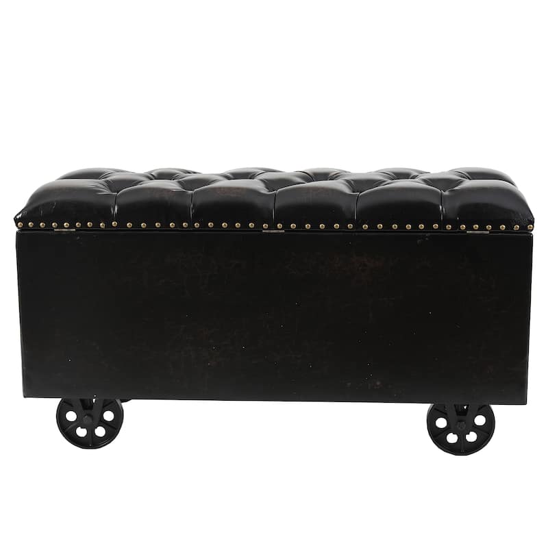 Upholstered Faux Leather Retro Speaker Styling Bench