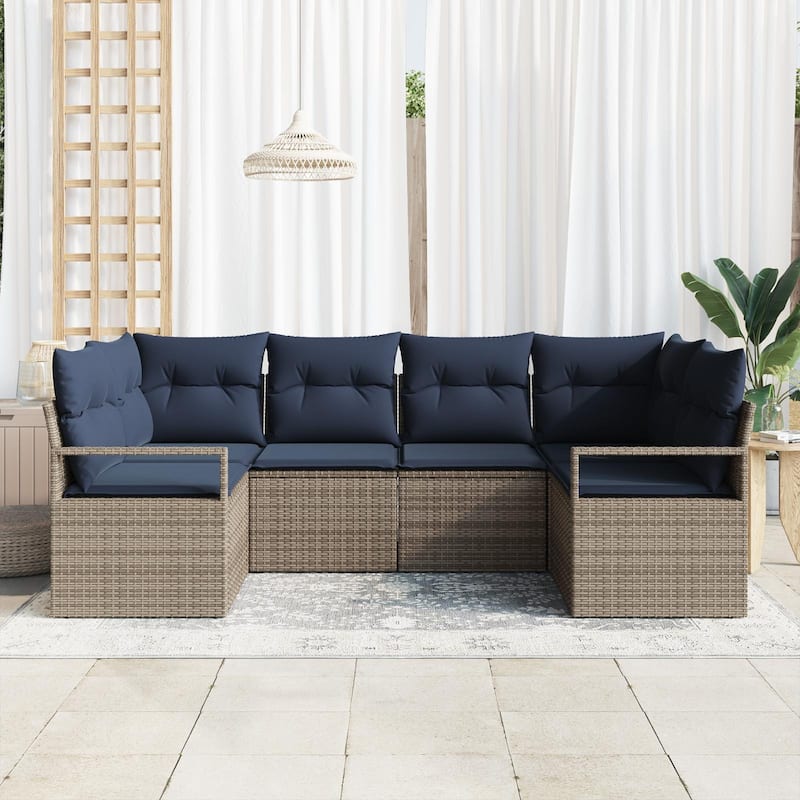 vidaXL 6 Piece Garden Sofa Set with Cushions - 92.1×48×27.2