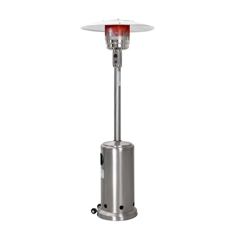 46,000 BTU Stainless Iron Silver Propane Gas Patio Heater with Wheels
