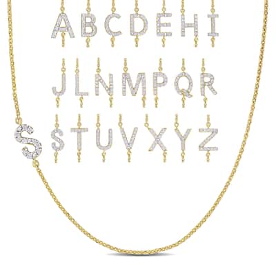 Miadora Diamond Accent A to Z Initial Station Necklace in 14k Yellow Gold