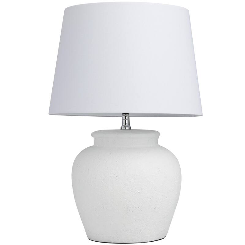 Cement Stone Pot Inspired Room Table Lamp with Textured Exterior - White - Roche River Decor - White