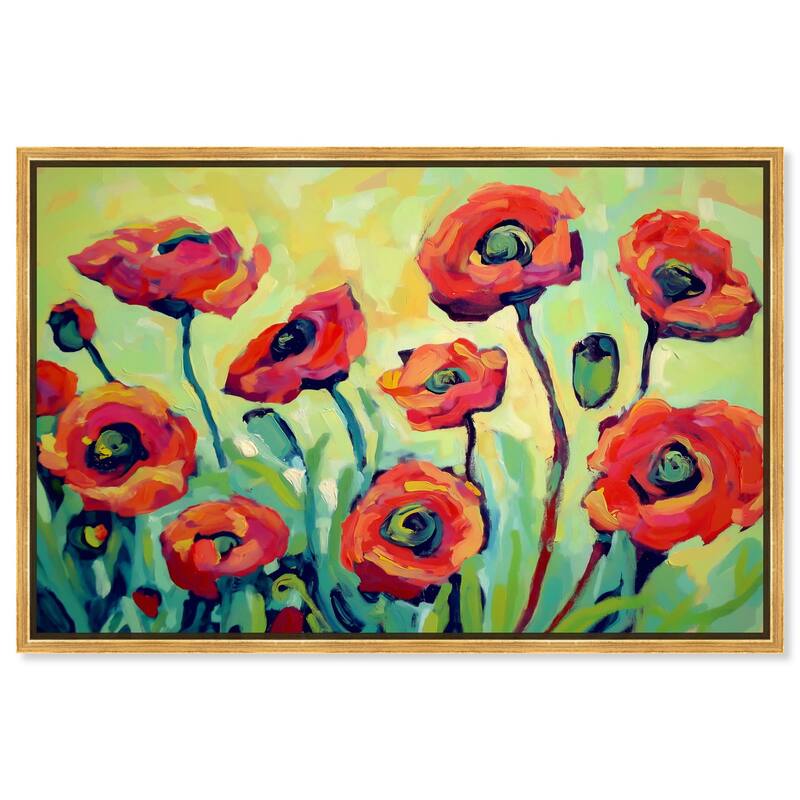 Red Poppy Field I Canvas by Art Remedy - Gold - 54" x 36"