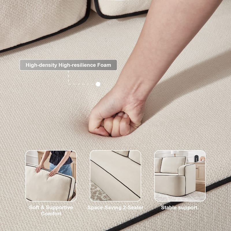 GDFStudio - Acacia Wood 2-Seater 78.7" Soft Upholstered Loveseat Sofa