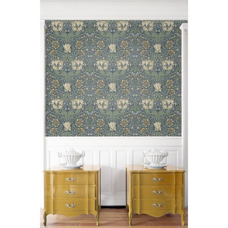 Seabrook Designs Ogee Flora Nonwoven Unpasted Wallpaper