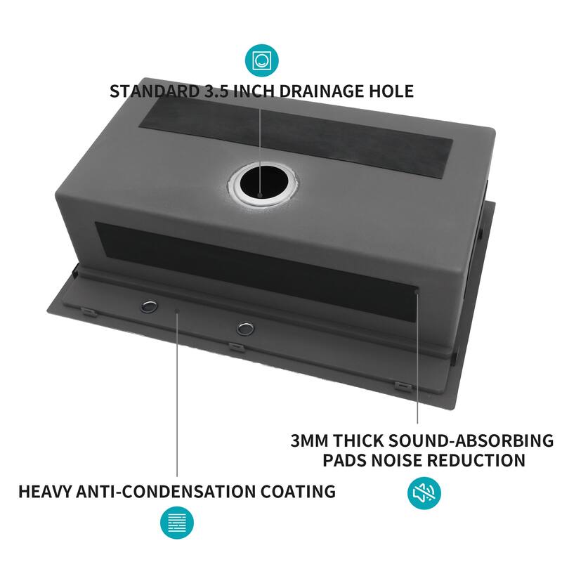 33" Drop-In 16 Gauge Single Bowl Stainless Steel Kitchen Sink