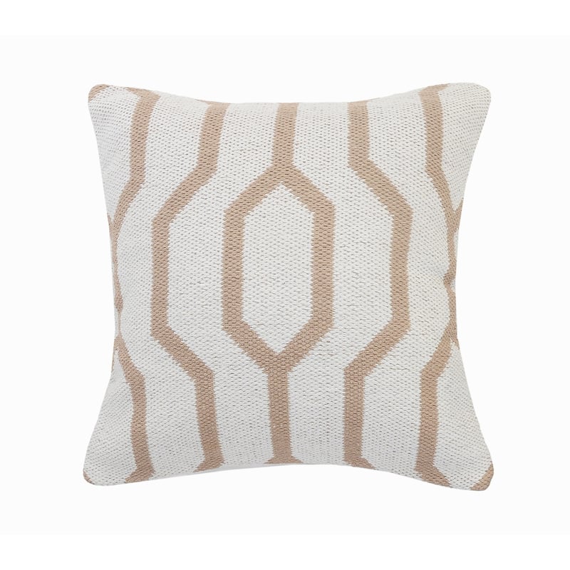 Sevita Hazelnut and White Geometric Throw Pillow