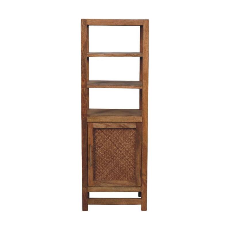 Artisan Furniture Solid Wood Open Shelf Unit with Cabinet, Brown