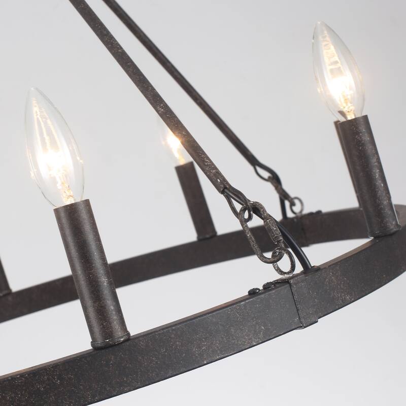 25.98" Wide 8-Light Farmhouse Chandelier, Wagon Wheel Chandelier for Dining Room Living Room Bedroom Kitchen