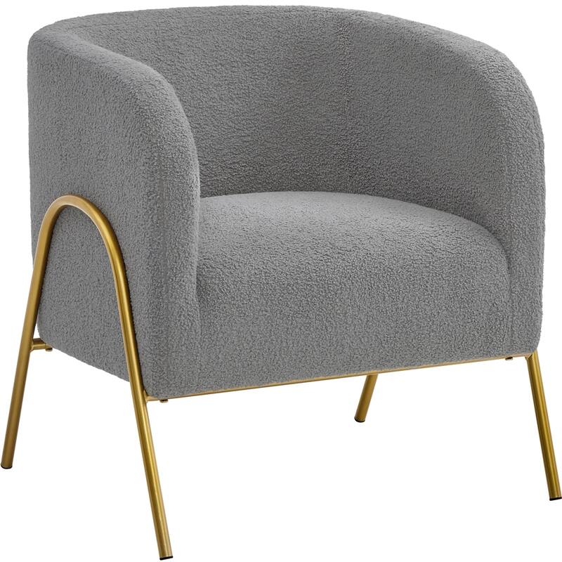 Yaheetech Modern Boucle Barrel Accent Chair with Gold-tone Metal Legs - 27"×27"×28.5"