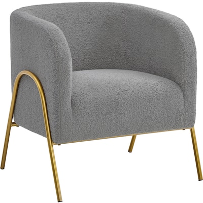 Yaheetech Modern Boucle Barrel Accent Chair With Gold-tone Metal Legs - 27"×27"×28.5"