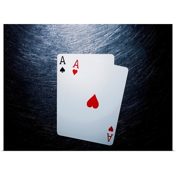 "Two Aces Playing Cards on Stainless Steel." Poster Print