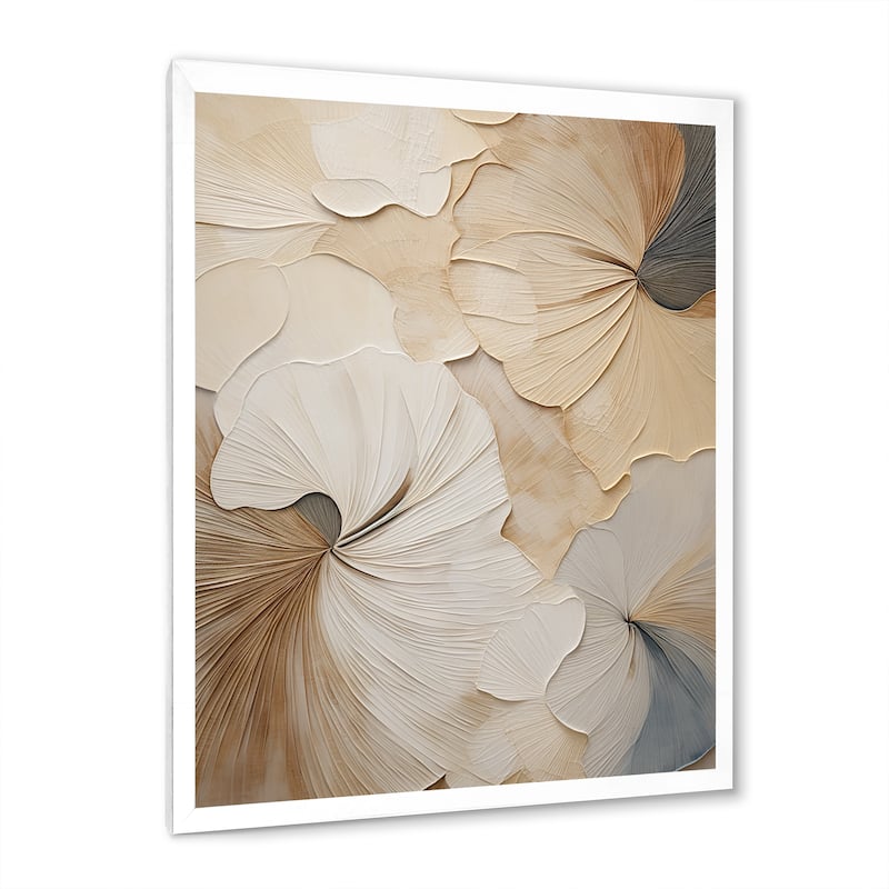Designart "Beige Minimalism Elegance In Bloom " Flowers Framed Canvas Prints