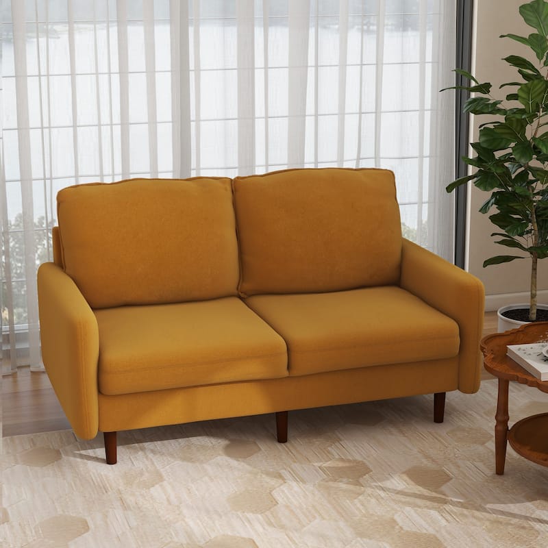 Velvet Loveseat Sofa With Wood Legs