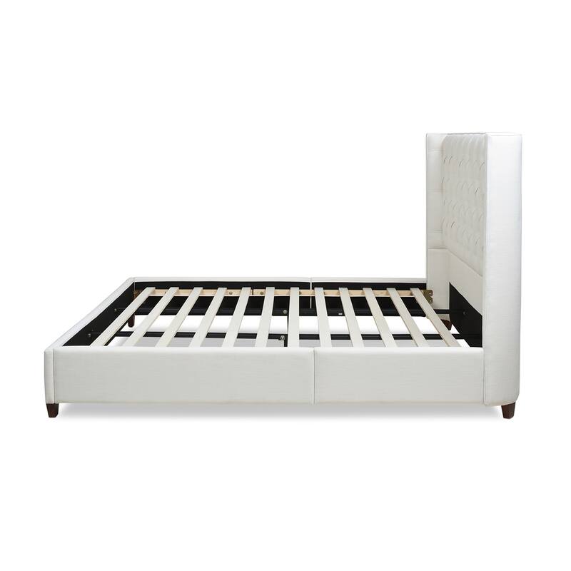 Manhattan Tufted Wingback Headboard King Platform Bed