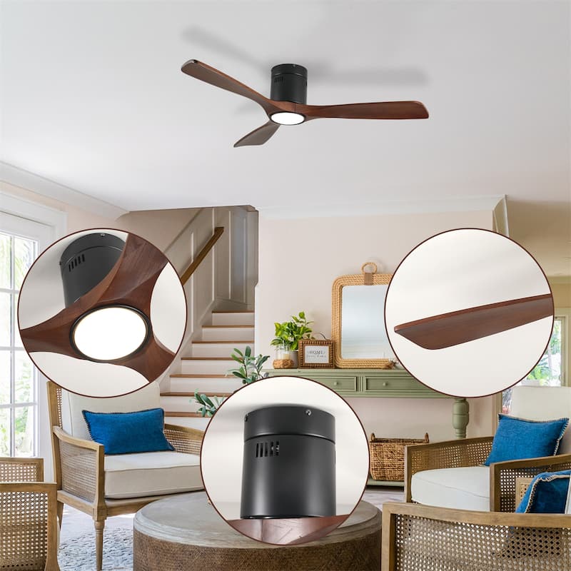 52 Inch Ceiling Fan with Light and Remote Control, 6-speed Reversible DC Motor