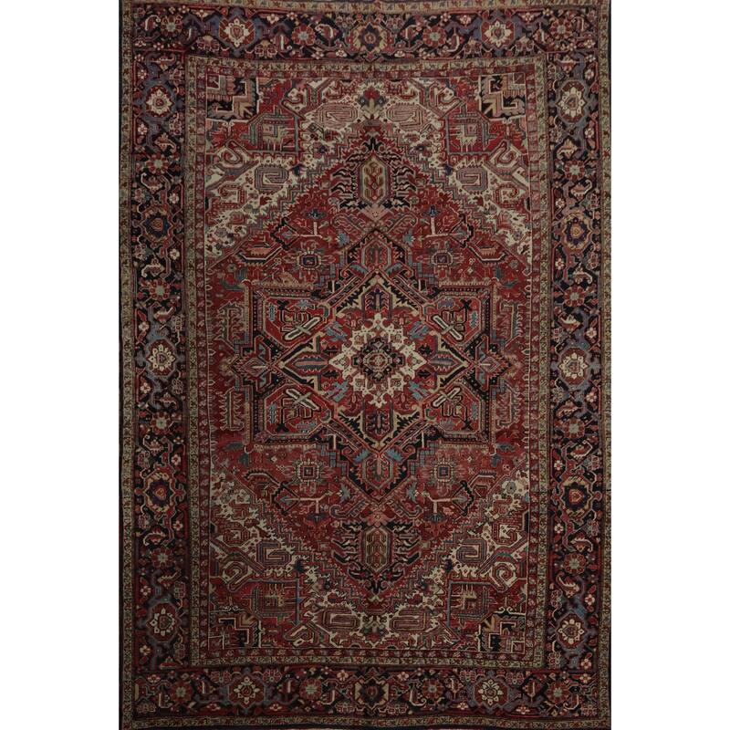 Hand Knotted Oriental 100% Wool Carpet Traditional Medallion Red Heriz (serapi) Area Rug - 13' 7'' X 10' 7''