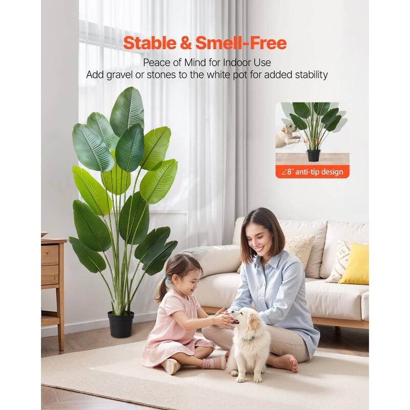 6ft Faux Bird of Paradise Tree with Sturdy PE Material and Moss Pot for Indoor Decorative Plant - 23.62 x 15.75 x 74.8 inch