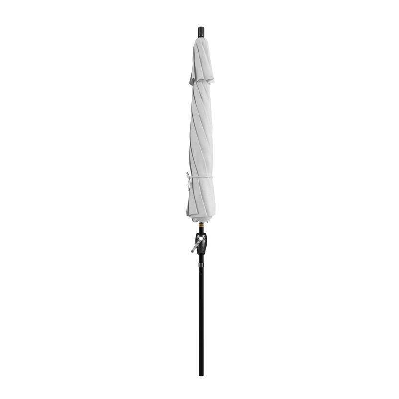California Umbrella 9' Rd. Aluminum Patio Umbrella, Crank Lift with Push Button Tilt, Black Finish, Pacifica Fabric