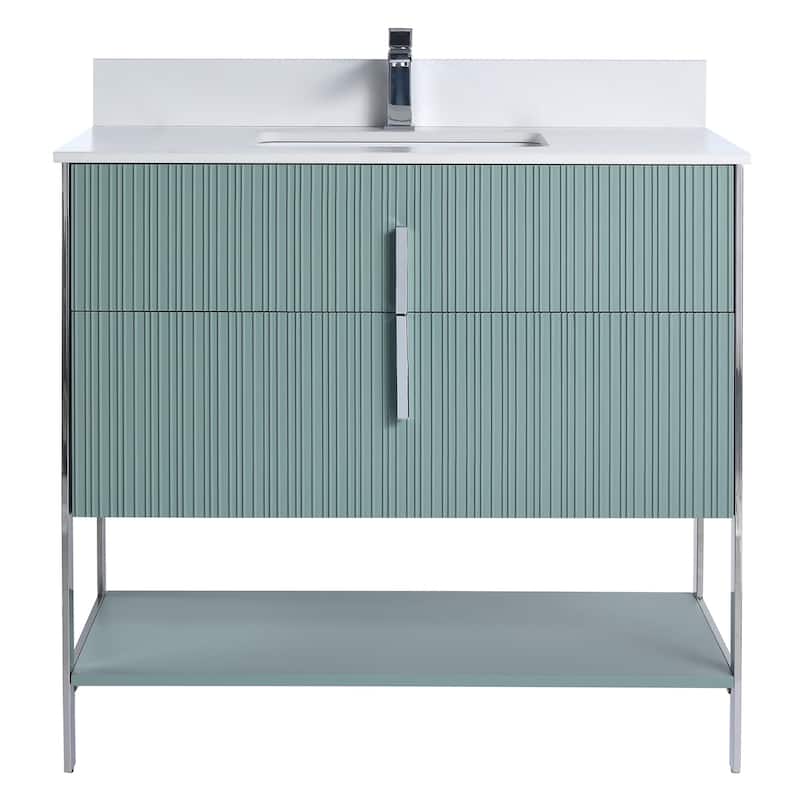 Fine Fixtures Serenity Modern Bathroom Vanity with White Stone Top