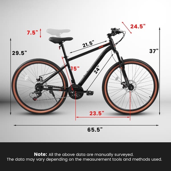Mountain Bike, 21-Speed Trail Commuter City Bicycle With 24Inch Wheels & Disc Brakes Thumb Shifter, Steel Mountain Bike