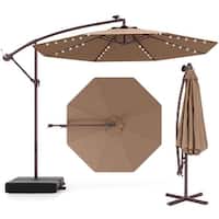brown patio umbrella base stand included 10 ft RELAX4LIFE Scalloped Umbrella, Market Table with Push Button Tilt, Crank, 8 Sturdy Metal Ribs, Vented Top, Sun-Protective Ruffled Canopy, Heavy-duty Outdoor Parasol for Garden Poolside Deck ( pound base for added safety in breezy conditions Outsunny Patio Umbrella Base Holder,
