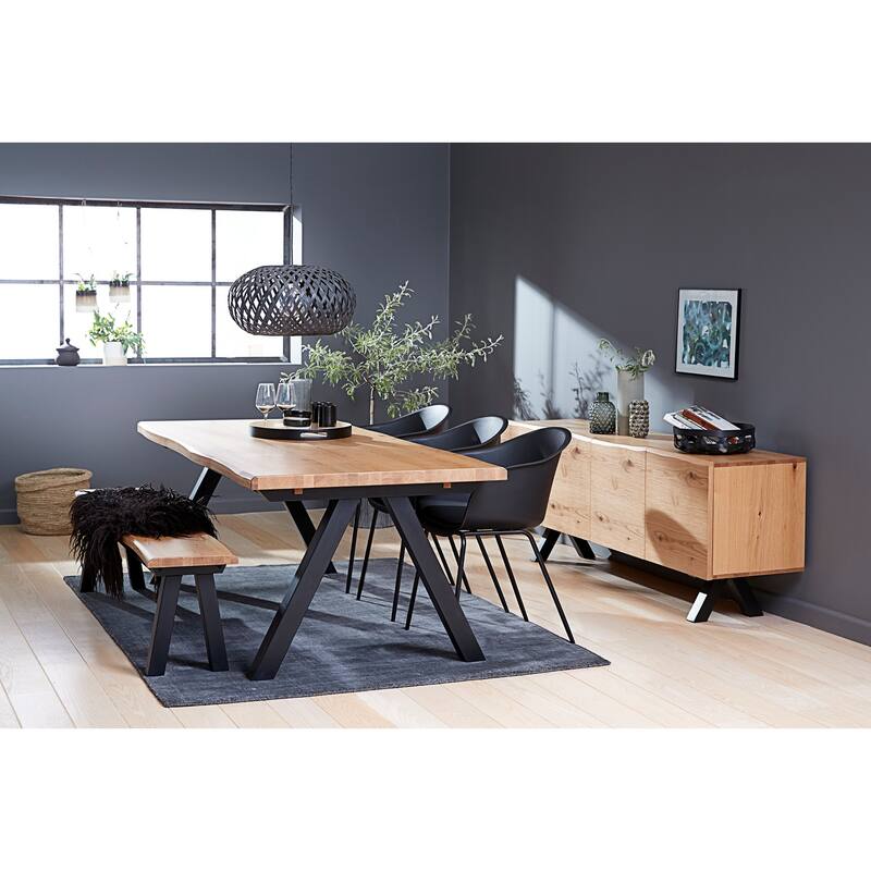 Rye Studio Scandinavian Wavy Edge 3-Section Sideboard - 18.75"W x 78.75"L x 28.625"H