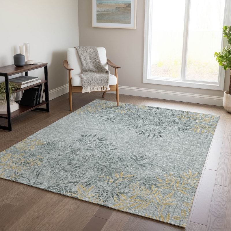 Machine Washable Indoor/ Outdoor Chantille Modern Garden Rug - Gray - 10' x 14'