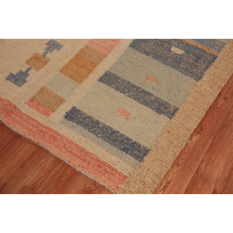 Hand Woven Oriental 100% Jute Carpet Southwestern Modern Beige & Ivories Kilim Area Rug - 12' 6'' X 9' 4''