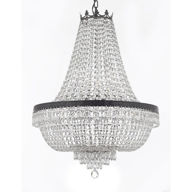 Swarovski Crystal Trimmed French Empire Chandelier  With Dark Antique Finish - Chandeliers For Bedrooms by Overstock.com