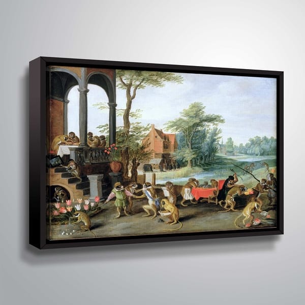 slide 2 of 3, A satire of the folly of tulip mania Gallery Wrapped Floater-framed Canvas