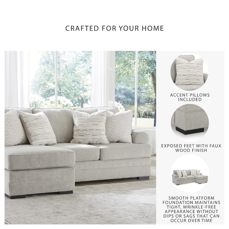 Signature Design by Ashley Eastonbridge Gray Sofa Chaise - 97"W x 62"D x 39"H