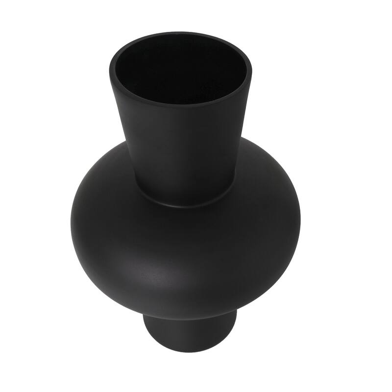 Glass Trumpet Decorative Vase with Wide Rounded Center - Set of 2 Black or White - Roche River Decor