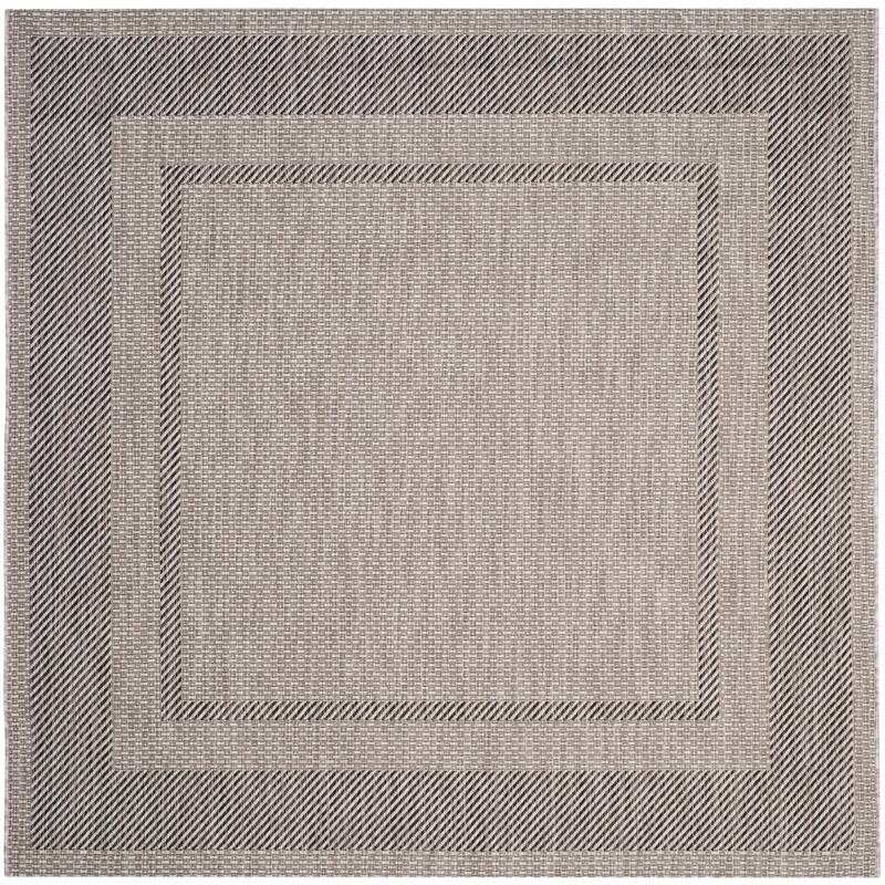 SAFAVIEH Courtyard Shpresa Indoor/ Outdoor Waterproof Patio Backyard Rug - 5'3" Square - Beige/Black