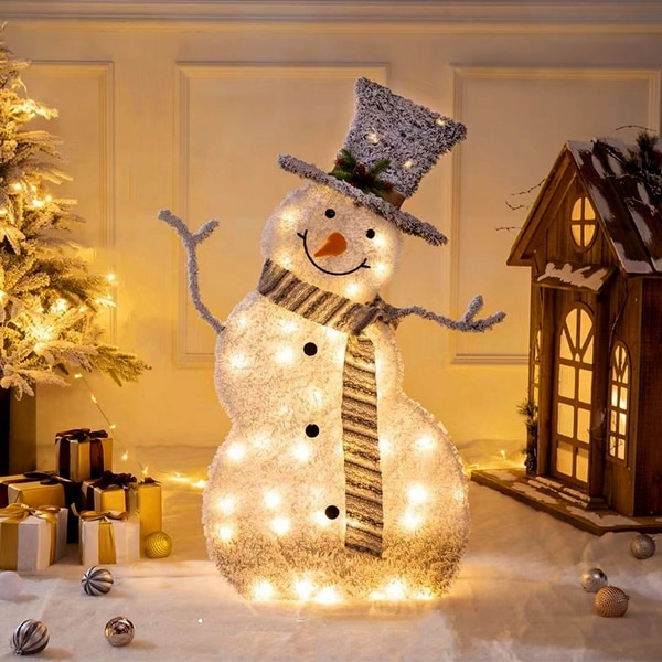 LED Christmas Snowman Decoration Light Collapsible Battery