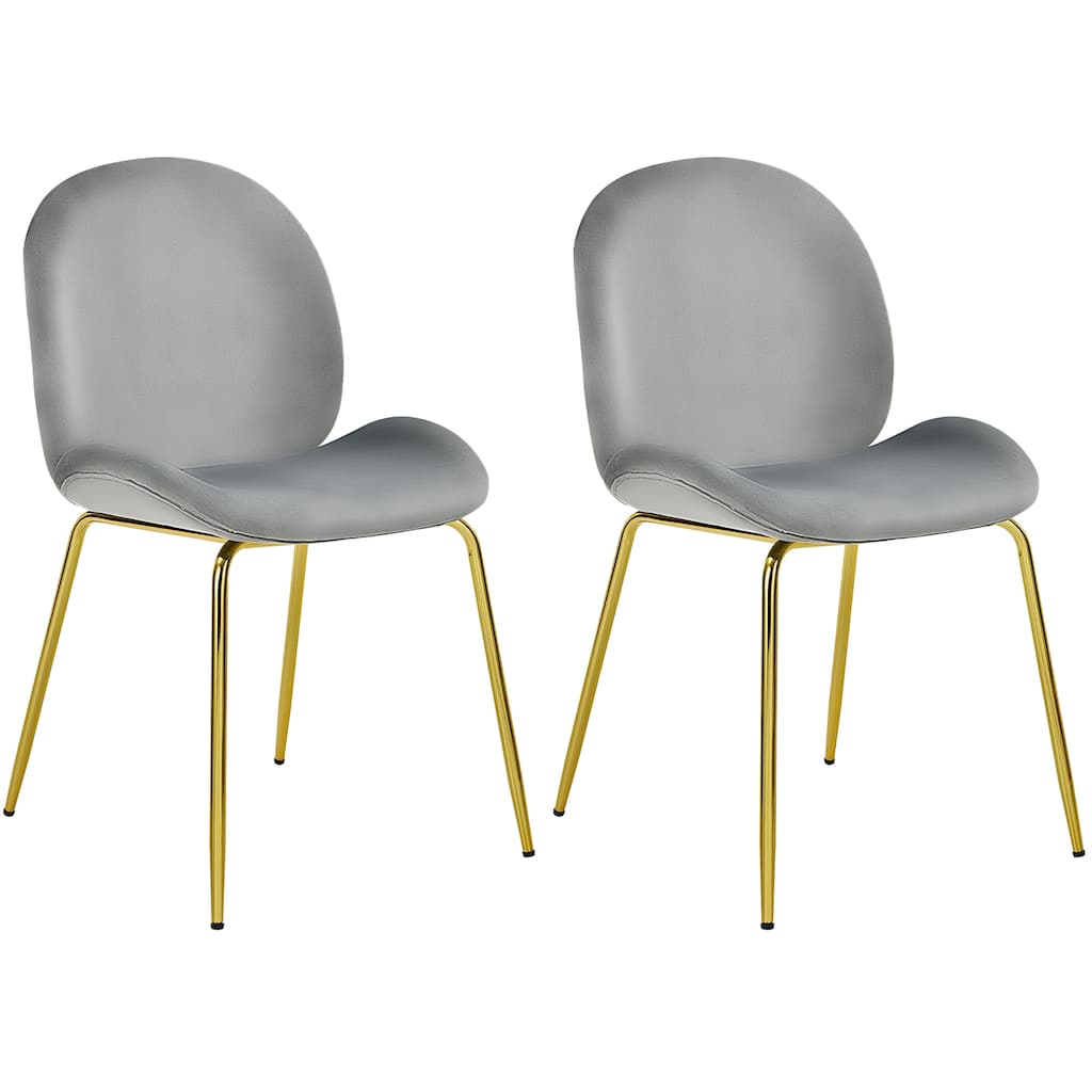 Costway Set of 2 Velvet Accent Chairs Dining Side Chairs w/Gold Metal