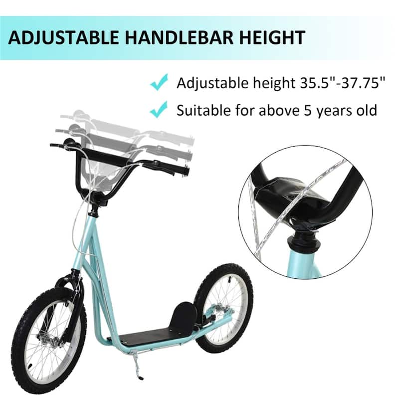 Children’s Ride-On Scooter with Soft Grip Handlebar and Anti-Slip Foot Deck for Outdoor Use - 54.75"L x 22.75"W x 35.5"-37.75"H