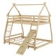 preview thumbnail 12 of 29, Playful Design Twin over Queen House Bunk Bed with Climbing Nets and Climbing Ramp