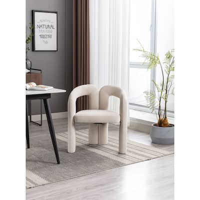 Set of 2 Beige Velvet Fabric Upholstered Armchair Dining Chair Barrel Side Chairs Accent Chair for Living Room Bedroom Kitchen
