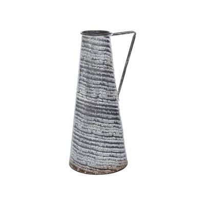 Foreside Home & Garden Distressed Whitewashed Patterned Metal Decorative Vase