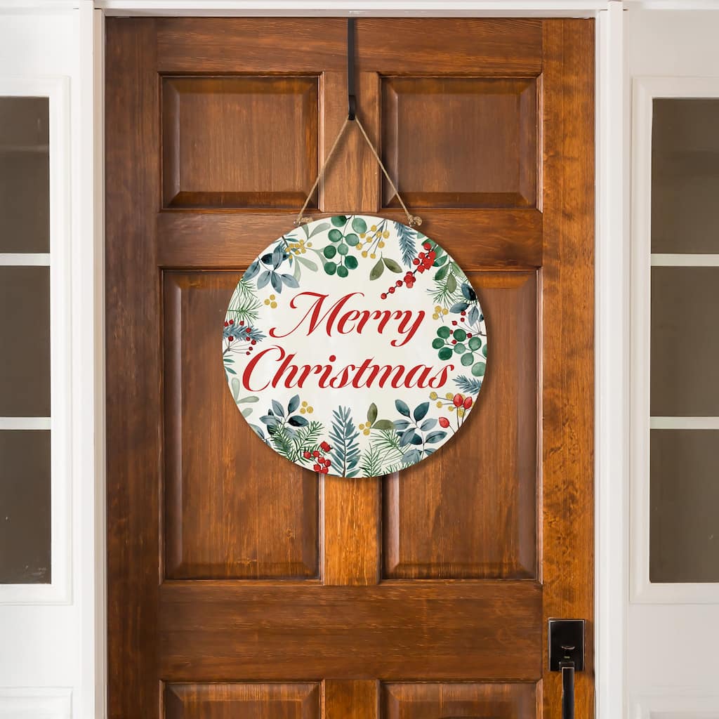 Festive Foliage Wood Door Decor, "Merry Christmas" - 18" - Multicolor