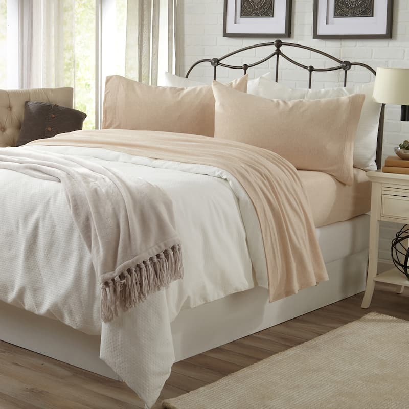 Linery & Co. Heathered Melange Cotton Jersey Knit Sheet Set
