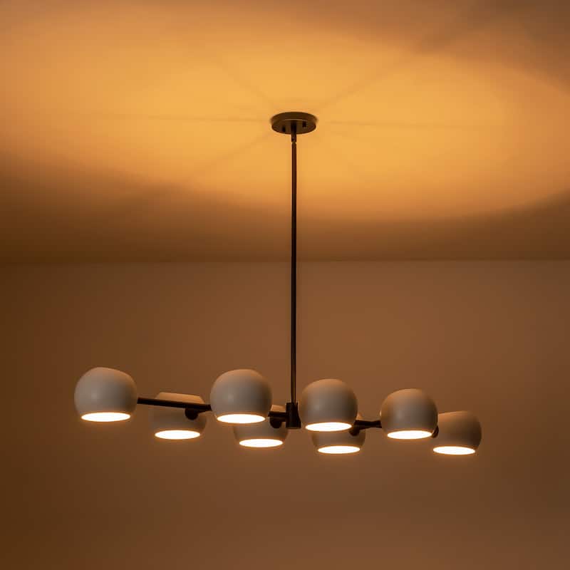 8-Light Modern Linear Clear Glass Globe Bubble Chandelier for Dining Room