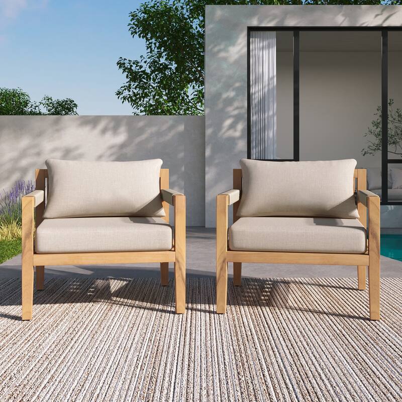 Roomfitters Outdoor Leisure Chair, Acacia Wood Frame with Beige Rope Weaving
