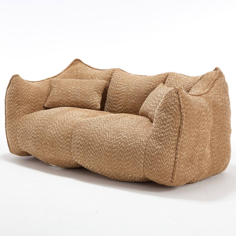 Modern Chenille 2-Seater Bean Bag Chair Recliner Sofa with Armrests for Living Room Lounge Bedroom